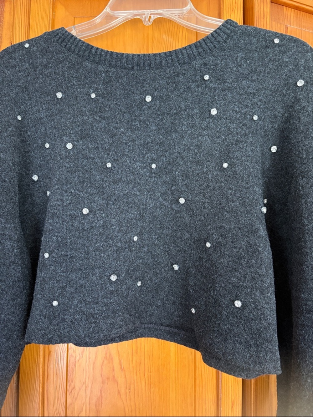 Zara Diamond Decorated Gray Sweater With Free Non Tarnish Variety Bracelet